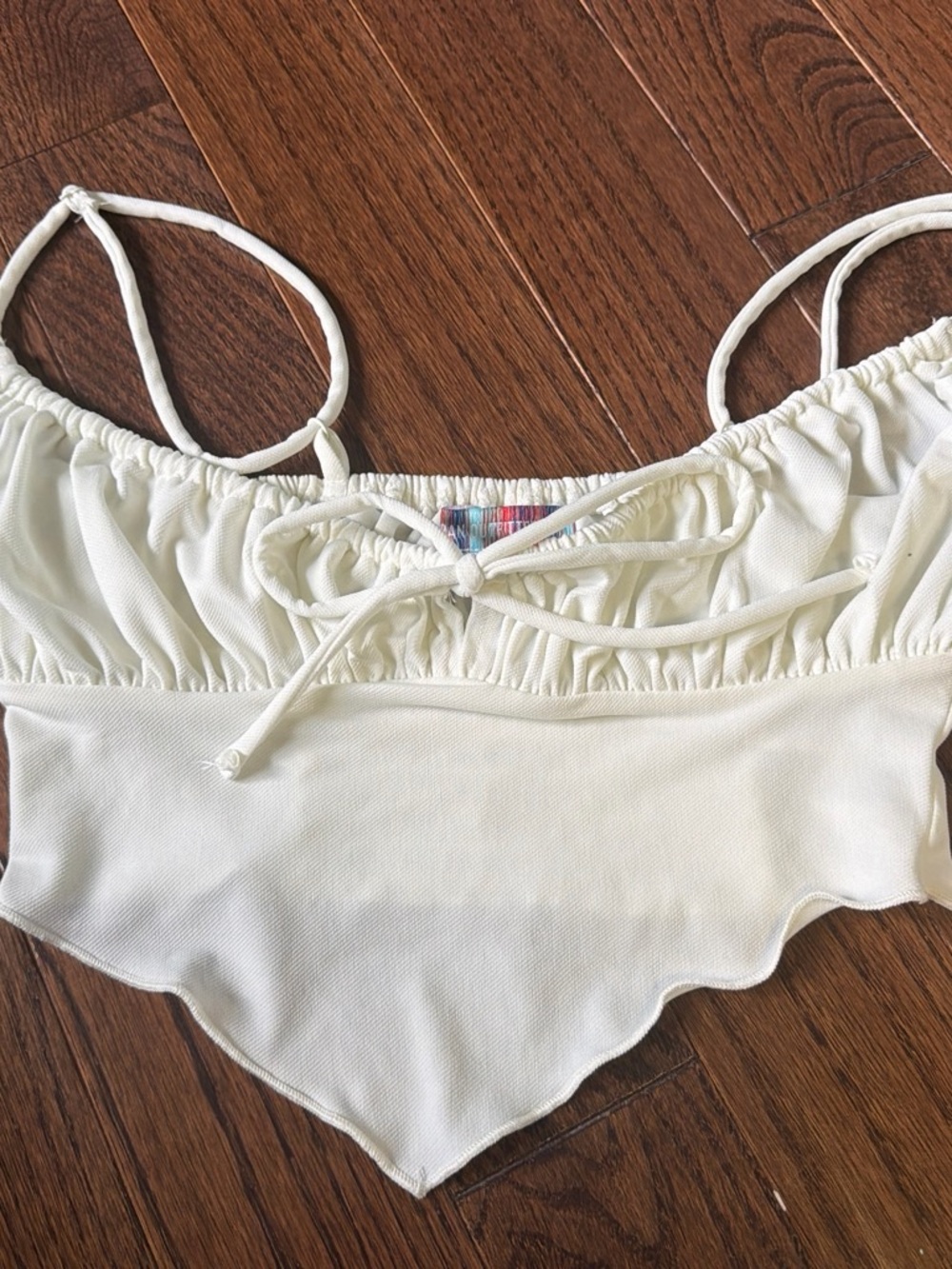 Urban Outfitters Ivory Scalloped Hem Cropped Bralette